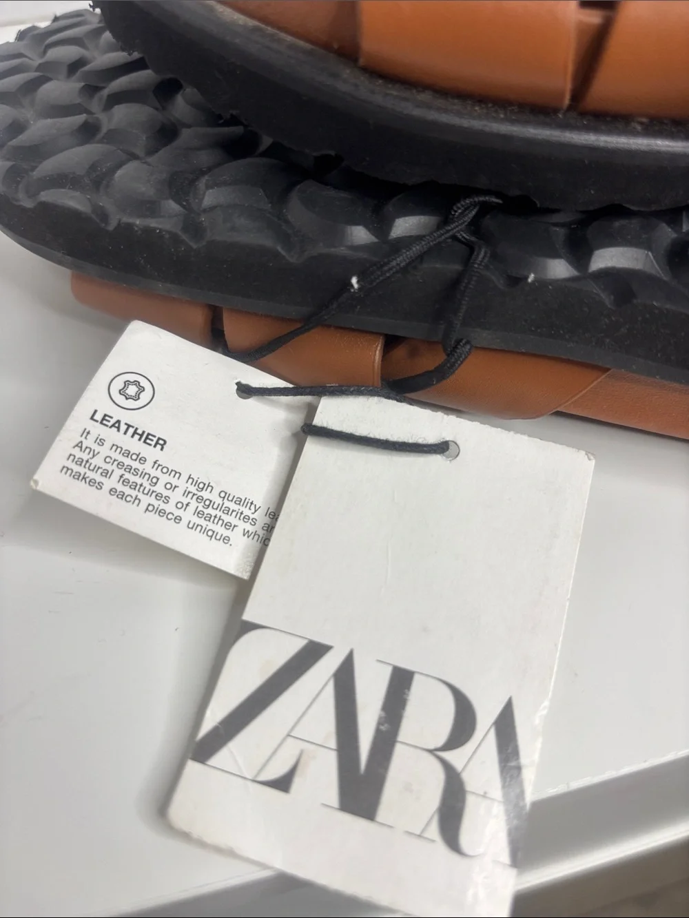 Zara leather slides